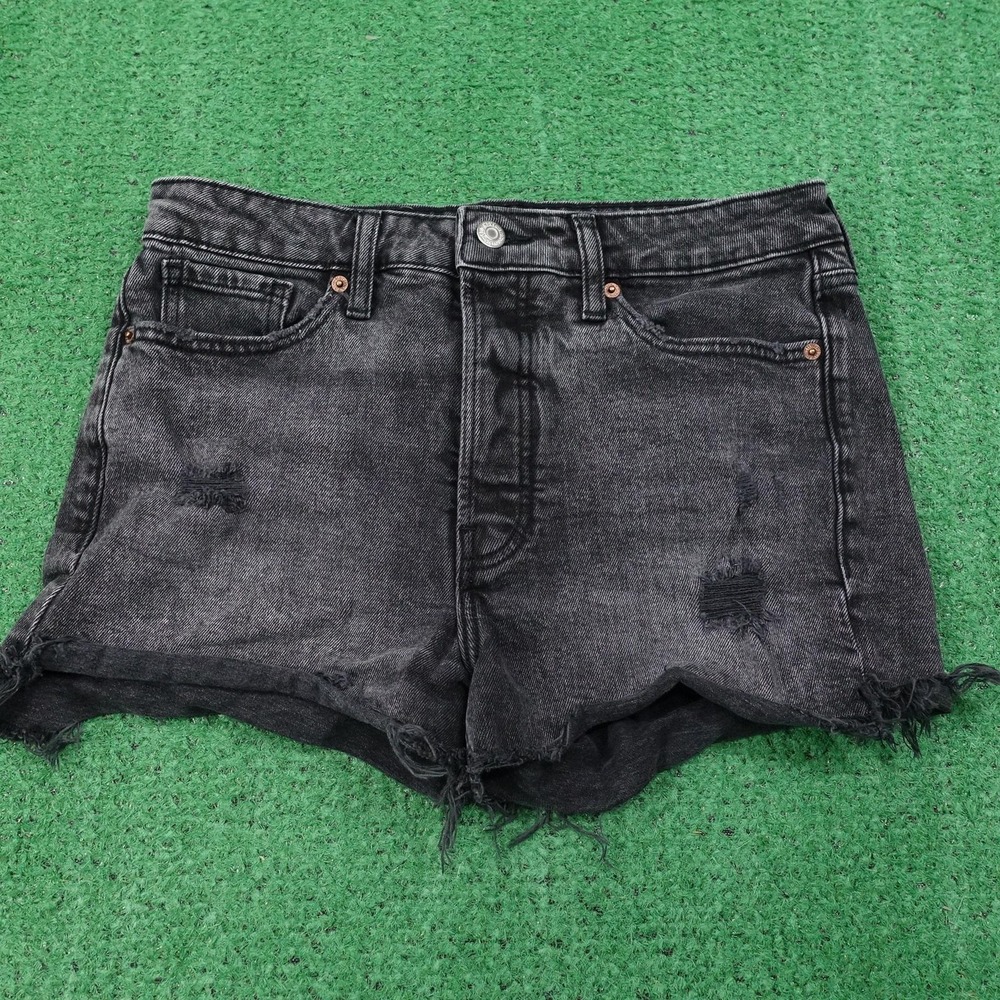 Old Navy OG STRAIGHT Cut-Off Shorts Womens Size 8 Black Frayed Fringe